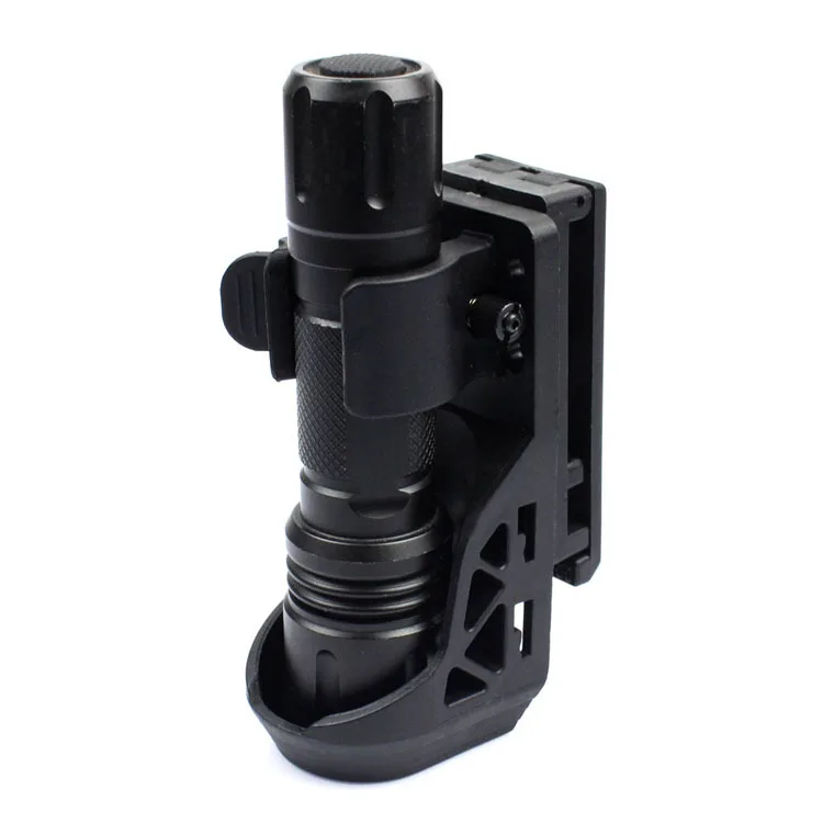 

Tactical Flashlight Holster with Lever Side Lock System