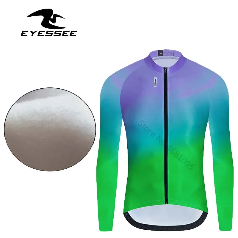 

Мужская Зимняя Теплая Флисовая велосипедная кофта EYESSEE, новинка 2022, высокого качества, с длинным рукавом, теплая ткань, велосипедная кофта