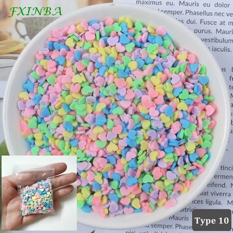 Type 10 FXINBA 10 г Fimo амулеты дополнение разбрызгивает слизь наполнитель пушистая клейкая масса Игрушки слизь Поставки аксессуары глина DIY ломтики торта десерт - Цвет: Type 10