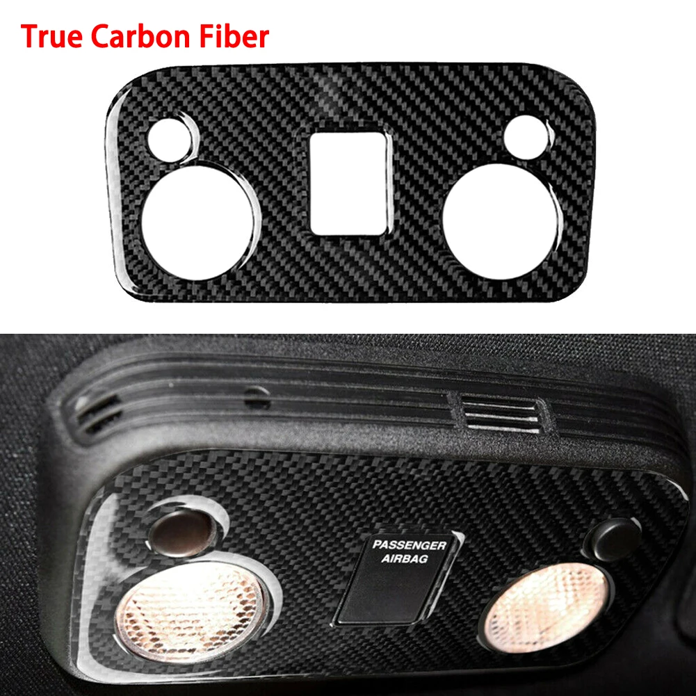 Автомобильная карбоновая внутренняя крыша для чтения блестящая черная накладка