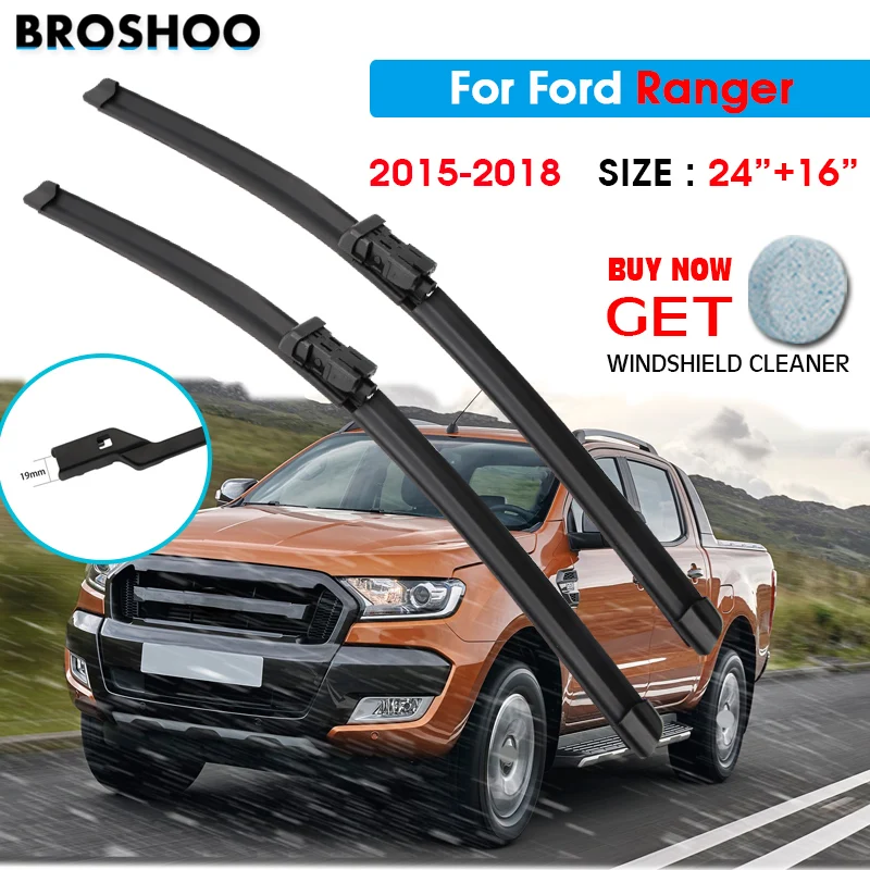 

Car Wiper Blade For Ford Ranger 24"+16" 2015 2016 2017 2018 Auto Windscreen Windshield Wiper Blade Window Fit Push Button Arm
