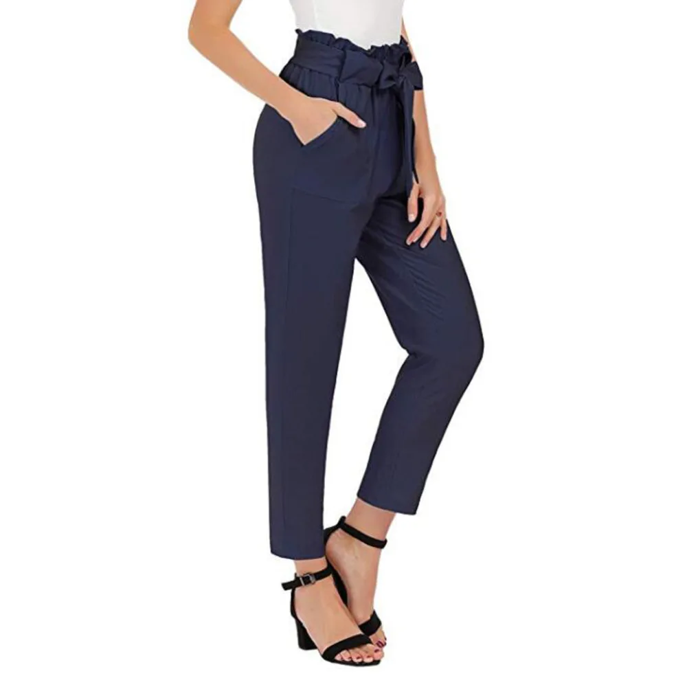 

2019 European And American-Style New Style Women's Fashion Casual Pants Hot Selling Pleated Bandage Cloth Ankle-length Pants Wom