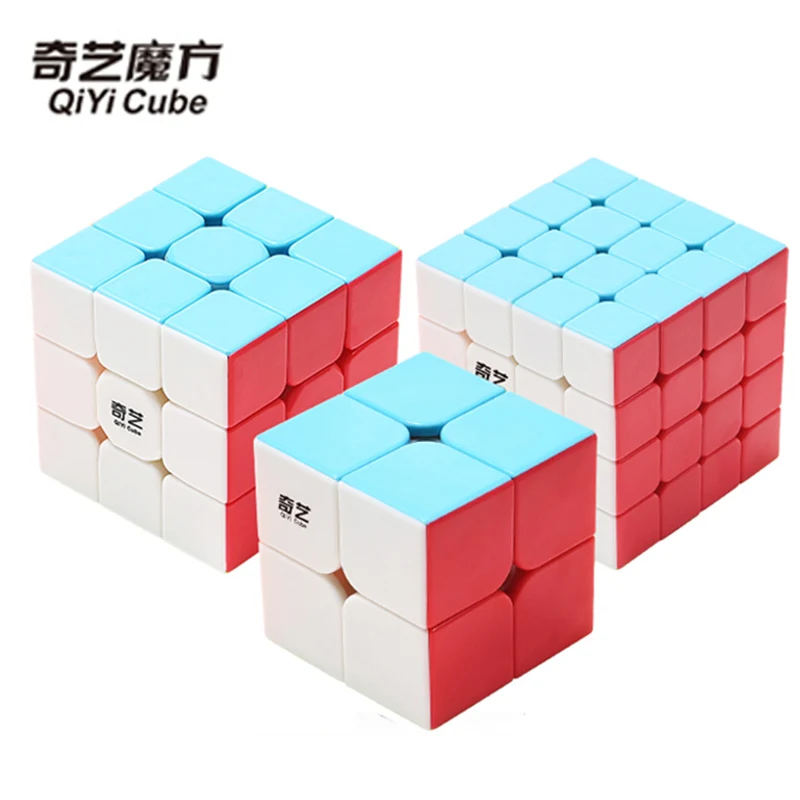 Куб QIYI Magic Cube 2x2 3x3x3 4x4x4 профессиональные наклейки и яркая однотонная головоломка