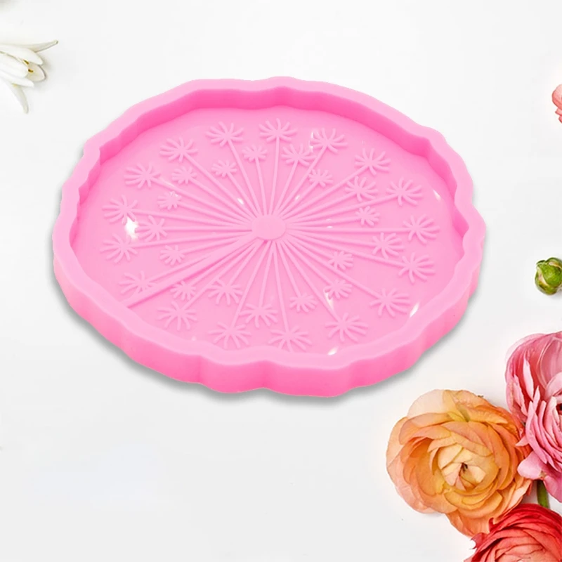 

Super Shiny Cup Mat Epoxy Resin Mold DIY Dandelion Coaster Tray Silicone Mould
