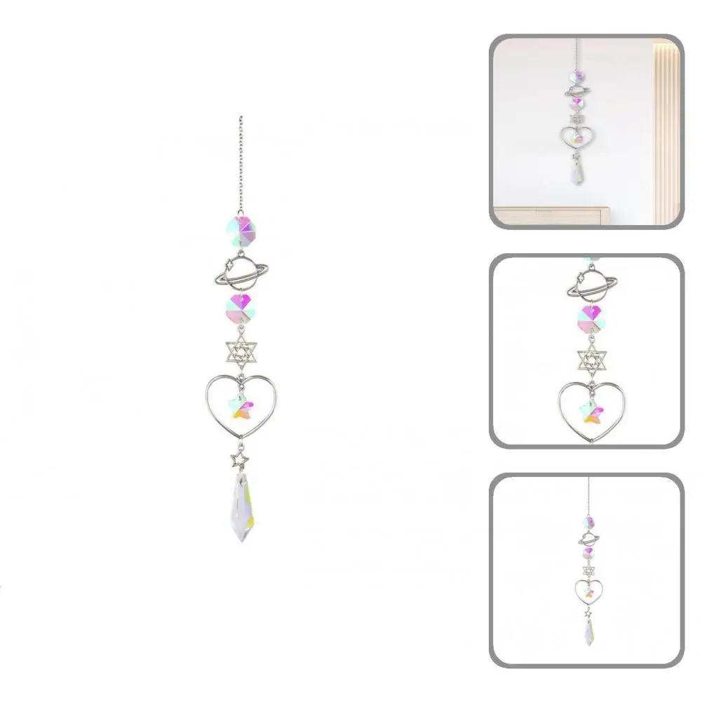 

Eye-catching Lightweight Clear Light Reflection Colorful Ring Ball Window Prism Pendant Hanging Decor for Office