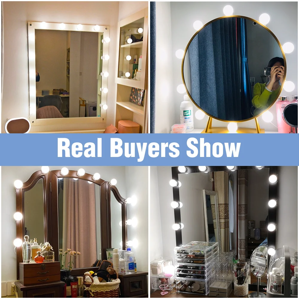 

USB Vanity Mirror Lamp LED Hollywood Cosmetic Light Bulb Touch/Hand Sweep Sensor Lights LED Bathroom Dressing Table Wall Lamp