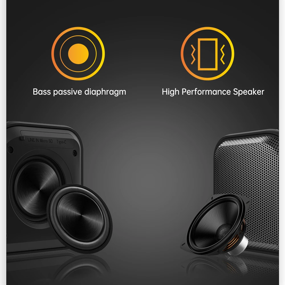 

TWS Wireless Bluetooth Speaker IPX7 Waterproof Shower Speaker Portable Column for Computer Super Bass 12 hours Music Center