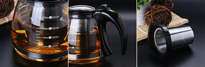 

Creative Design Glass Teapot 750ml &1200ml Fashion Glass Teapot for Tea Flower with Removable Steel Infuser Filter Tea Kettle