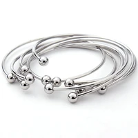 5pcslot metal adjustable bangle bracelets blank silver color open charm wire base bead man woman jewelry making