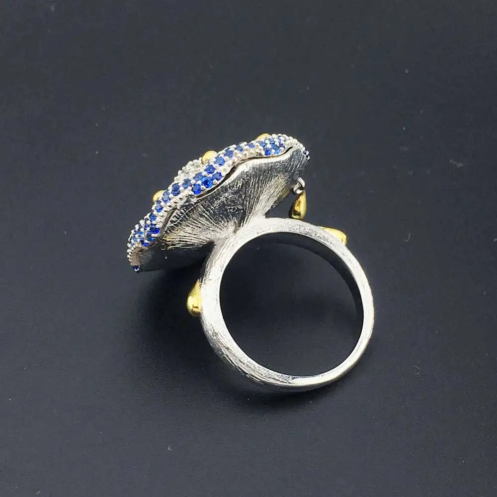 FFGems винтажное серебро синий сапфир драгоценный камень Свадьба бриллиант