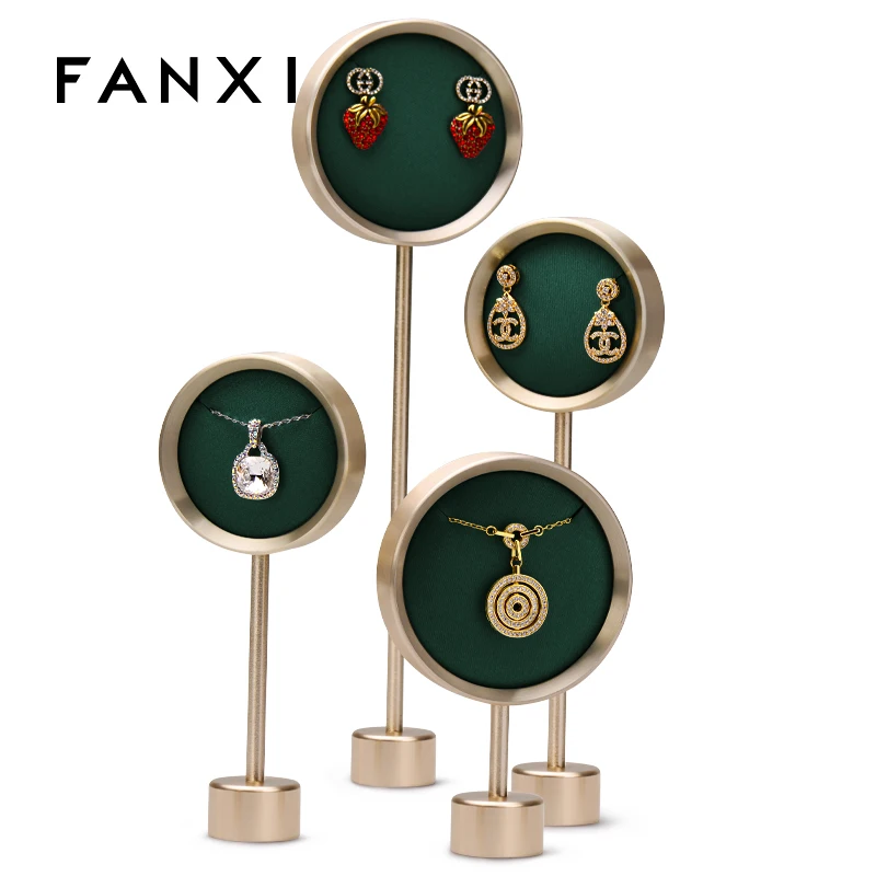 

FANXI Newest Green Jewelry Metal Earring Pendant Display Holder Octagonal Shape Showing Stand Organizer for Jewelry