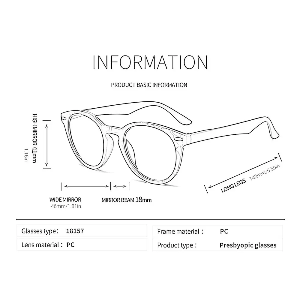 

Reading Glasses Presbyopic Glasses PC Full Frame +1.0 To +4.0 Portable Gift for Parents Elderly Care