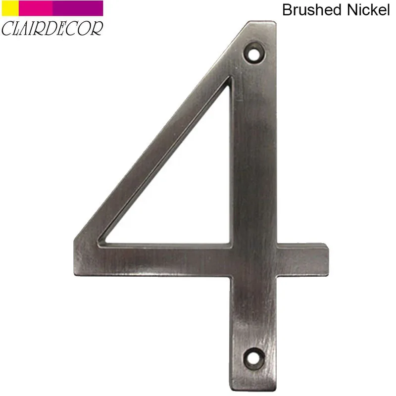 Номер дома 101 мм утопленное крепление из матового никеля металлический номер