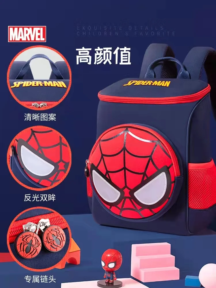 Disney Spider Kindergarten Backpack For Boys Spider Man Student Shoulder Orthopedic School Bag Large Capacity Kids Gifts Mochila