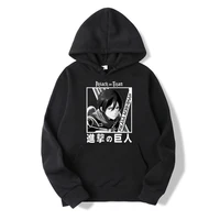 kawaii japanese anime attack on titan mikasa ackerman pattern hoodies male funny creativity hoodie sweatshirt man casual tops