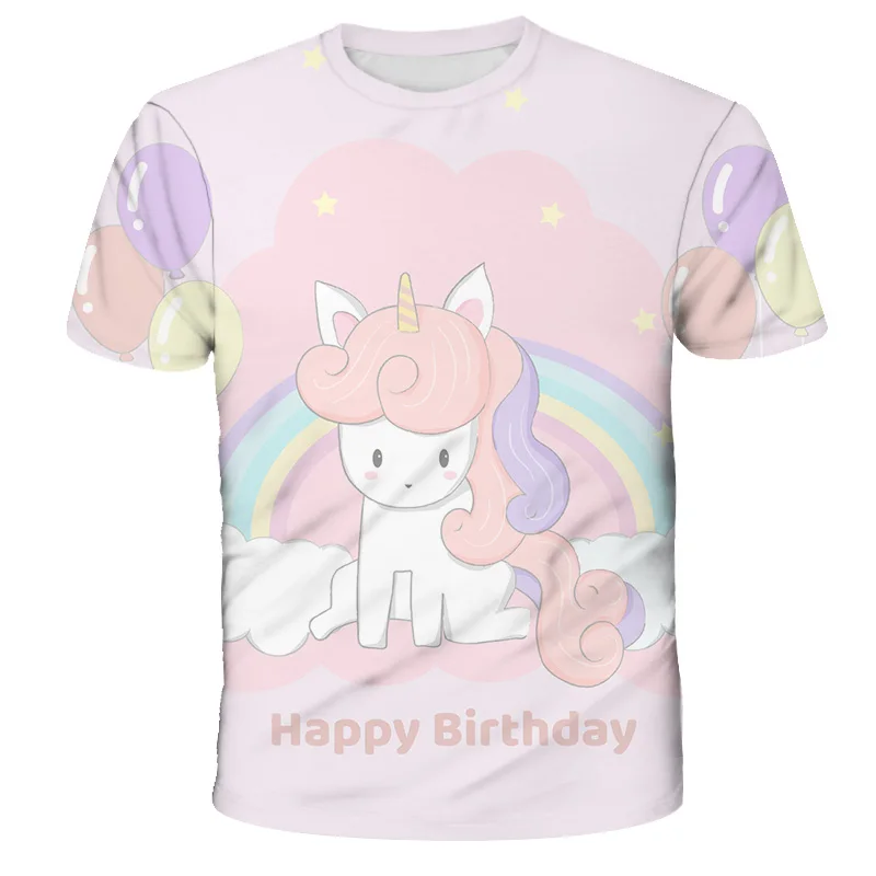 

Print T-Shirts With Print Tops Casual Fashion Summer Unicorn Baby Boys Unicorn Style Short Sleeve O-Neck Pullover Cartoon