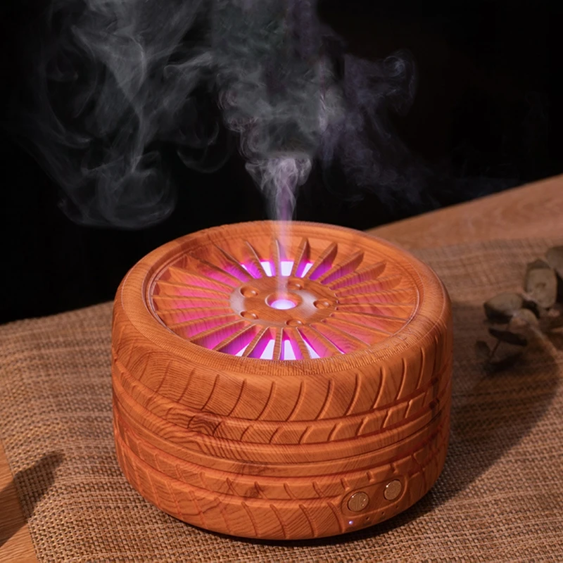 

300ml Tire Ultrasonic Aroma Essential Oil Diffuser Air Humidifier with Colorful Night Light for Car Home Office
