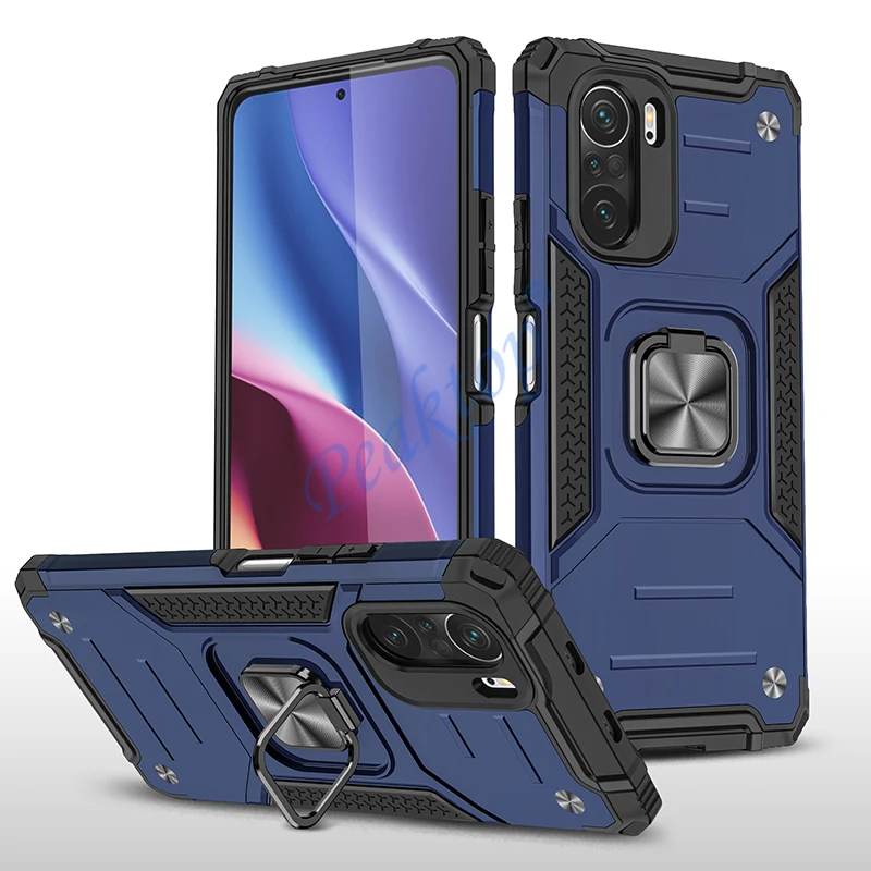 

Противоударный чехол для Xiaomi Poco F3, роскошный армированный военный защитный чехол с защитой от падения, магнитный автомобильный держатель, ч...