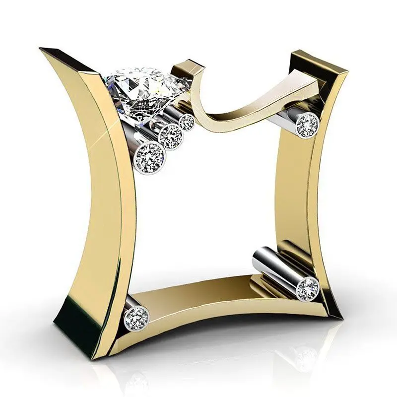 Кольцо обручальное с квадратным фианитом 4 цвета | Украшения и аксессуары