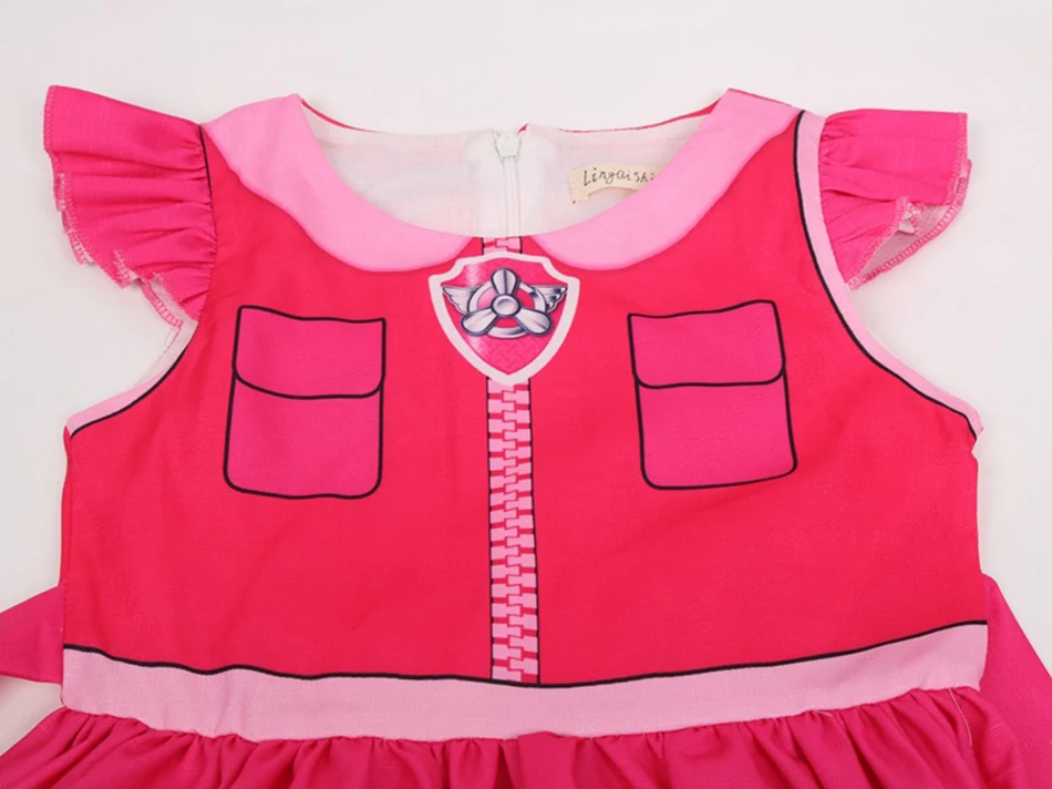 

Muababy Casual Dress for Girls 2-8 Years Summer Cartoon Fireman Doggy Clothing 3D Print Fashion Kids Cute Frocks Puppy Party