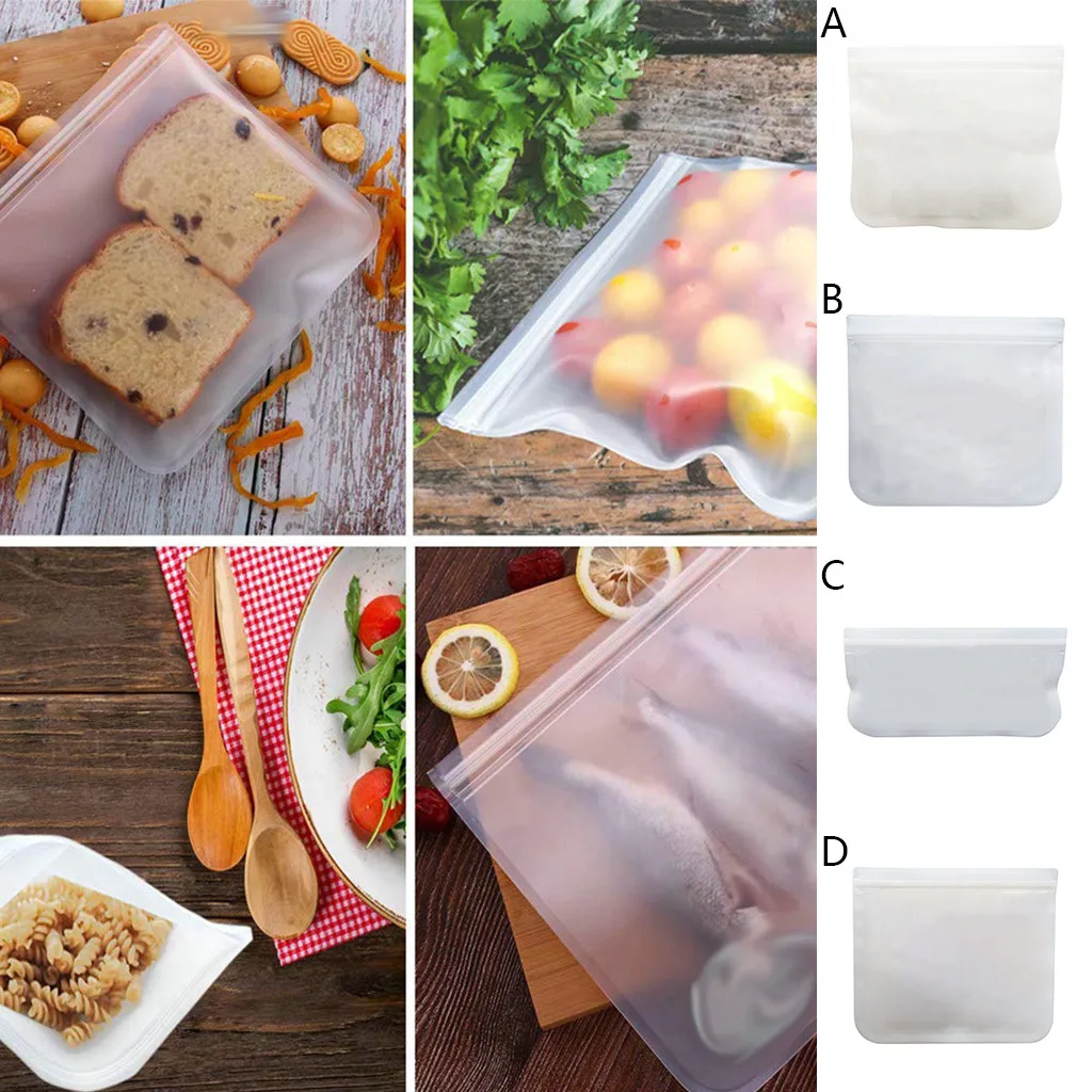 Силиконовая сумка для хранения еды, многоразовая морозильная камера, сумка на молнии с герметичным верхом, коробка для завтрака с фруктами, кухонный Органайзер d