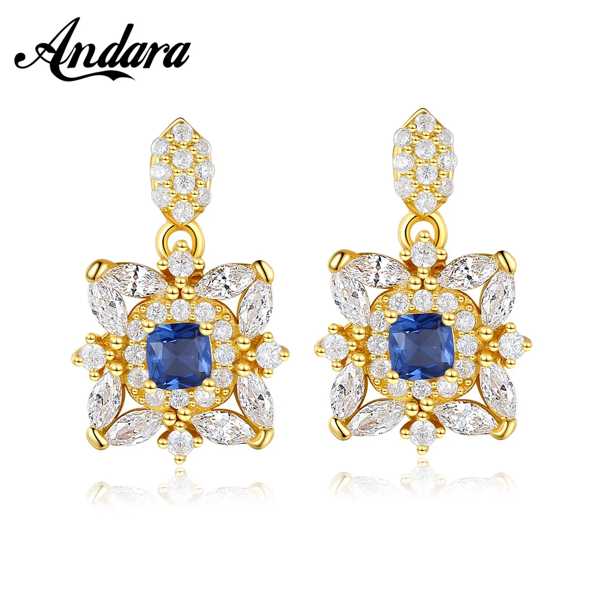

New S925 Sterling Silver Earrings Vintage Inlaid Sapphire Earrings For Women High Jewelry Gifts