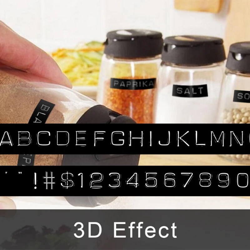 5 рулонов тиснение этикетка лента самоклеющаяся 3D пластик 9 мм x Белый на черном