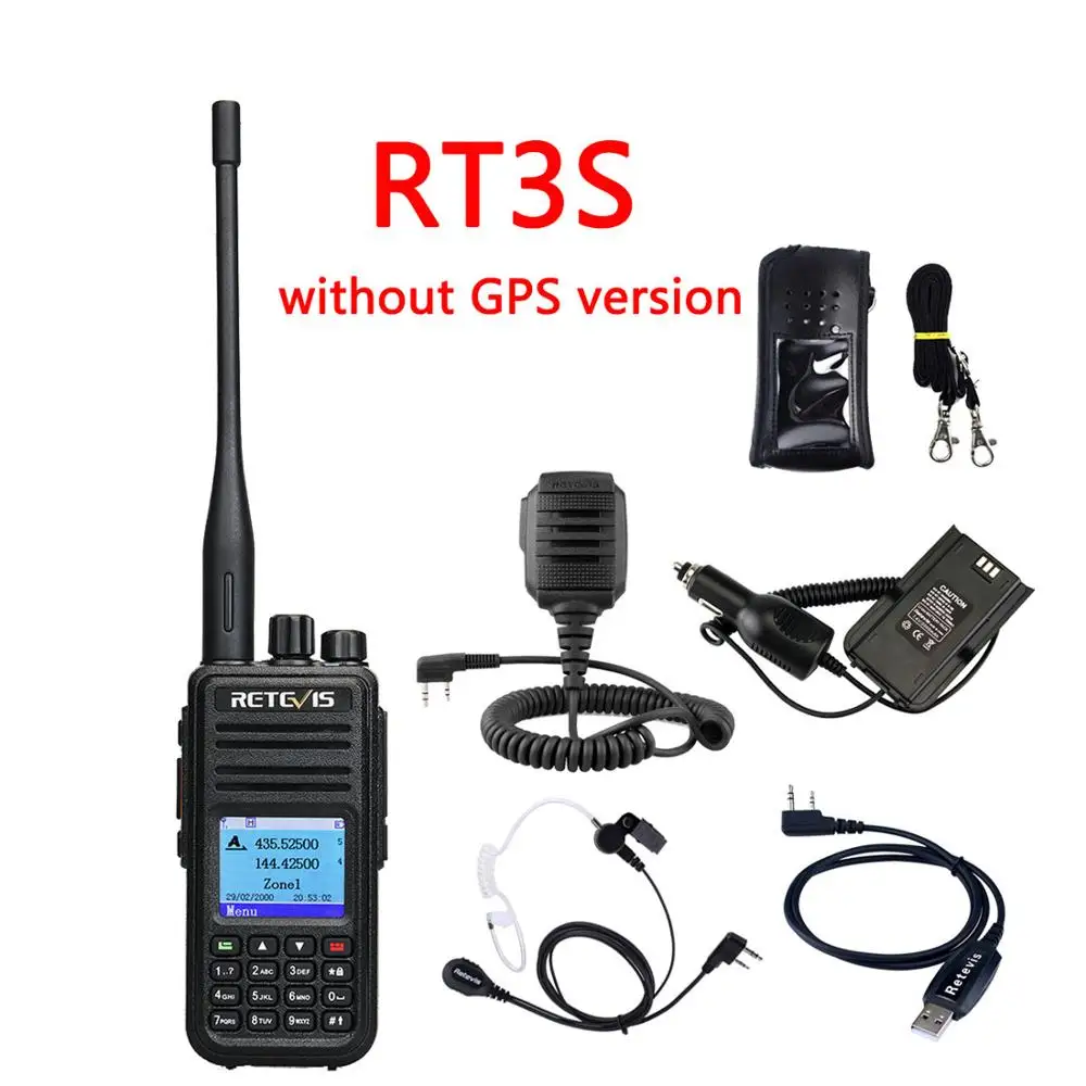 DMR двухдиапазонный Retevis RT3S цифровая рация(gps) VHF UHF DMR радио Amador Ham радио Hf трансивер 2 способ радио+ аксессуары - Цвет: No GPS