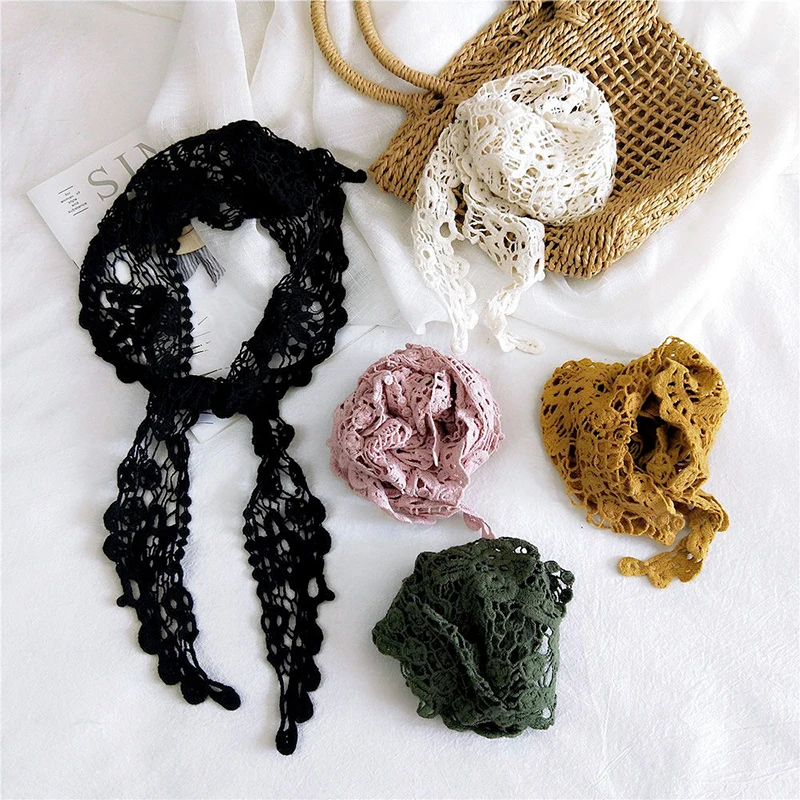 Новинка весна-лето 2020 женский белый черный треугольный кружевной шарф платок с