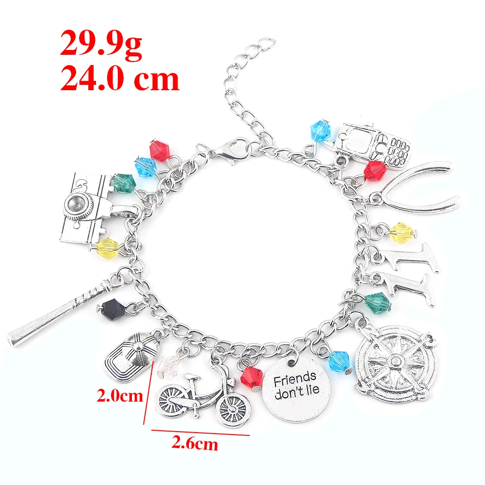 

SG Stranger Things Charm Bracelet Camera Motorcycle Phone Bangle Vintage Friends Don't Lie Bangle Bracelets Jewelry