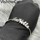 Женский Регулируемый браслет из нержавеющей стали с именем VishowCo