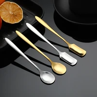 stainless steel fruit spoon dessert small coffee spoon golden dessert tool long handle dessert hot teaspoon cake
