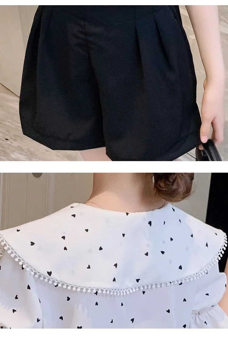 

Girls Clothing Set Short Sleeved Polka Dot Chiffon Tops + Shorts Kids Summer 2Pcs Suits Child Girls Clothes Outfits