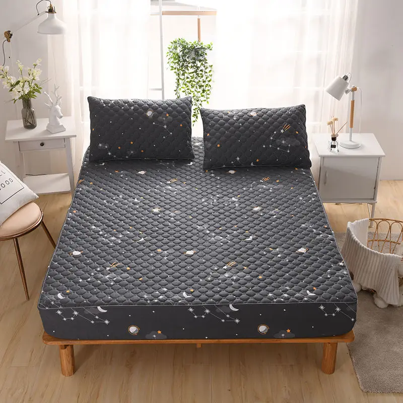 

100% Cotton Fabric Thicken Quilted Mattress Cover Double Size Customize High-grade Bed Protector Cover Not Including Pillowcase
