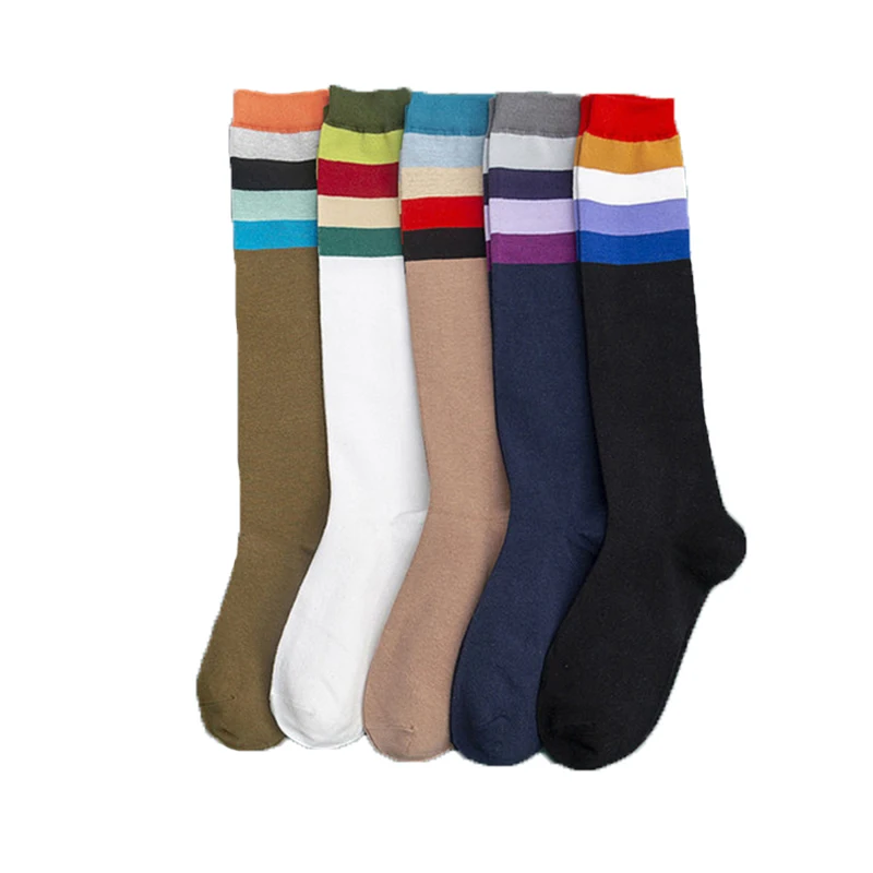 

Women Stockings 2021 New Fashion 1 Pair Striped Cotton Long Socks For Girl Breathable Casual Female Autumn Winter Sports Socks