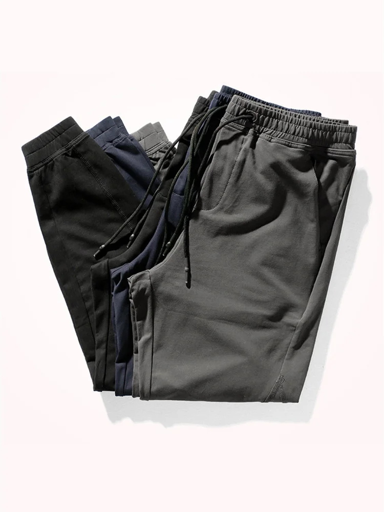 

2021 Summer New Ice Silk Sweatpants Men's Elastic Waist Drawstring Quick-drying Lightweight Sports Trousers Stretch Casual Pants