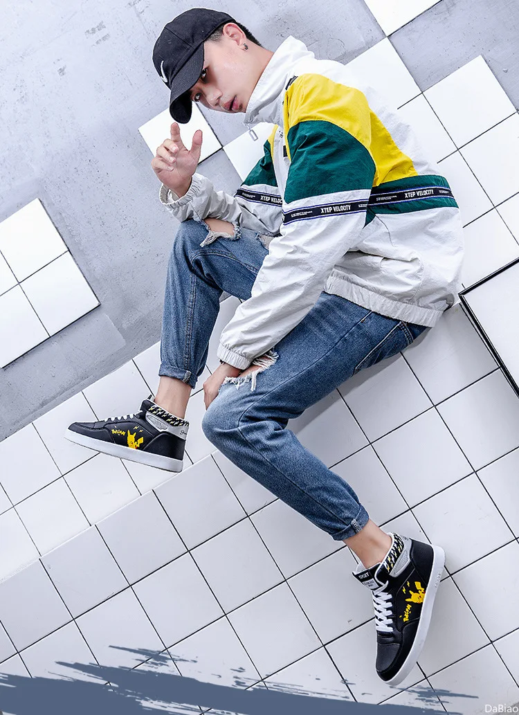 

2021 New Youth Casual Shoes High-top Lace-up Shoes Student Comfortable Sneakers Zapatillas Hombre Pikachu size36-44 sneakers