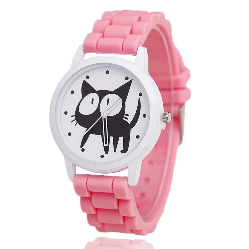 Часы reloj mujer с большими кошачьими глазами силиконовые модные повседневные