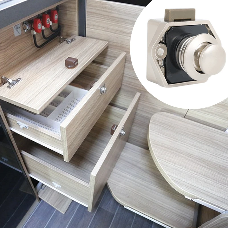 Push Button Catch Cupboard Door Knob Latch Lock for Caravan RV Camper Motor Home | Обустройство дома