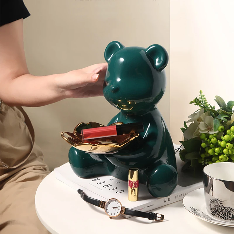 3D Керамика фигурка медведь дома украшения статуя животного хранения ключей