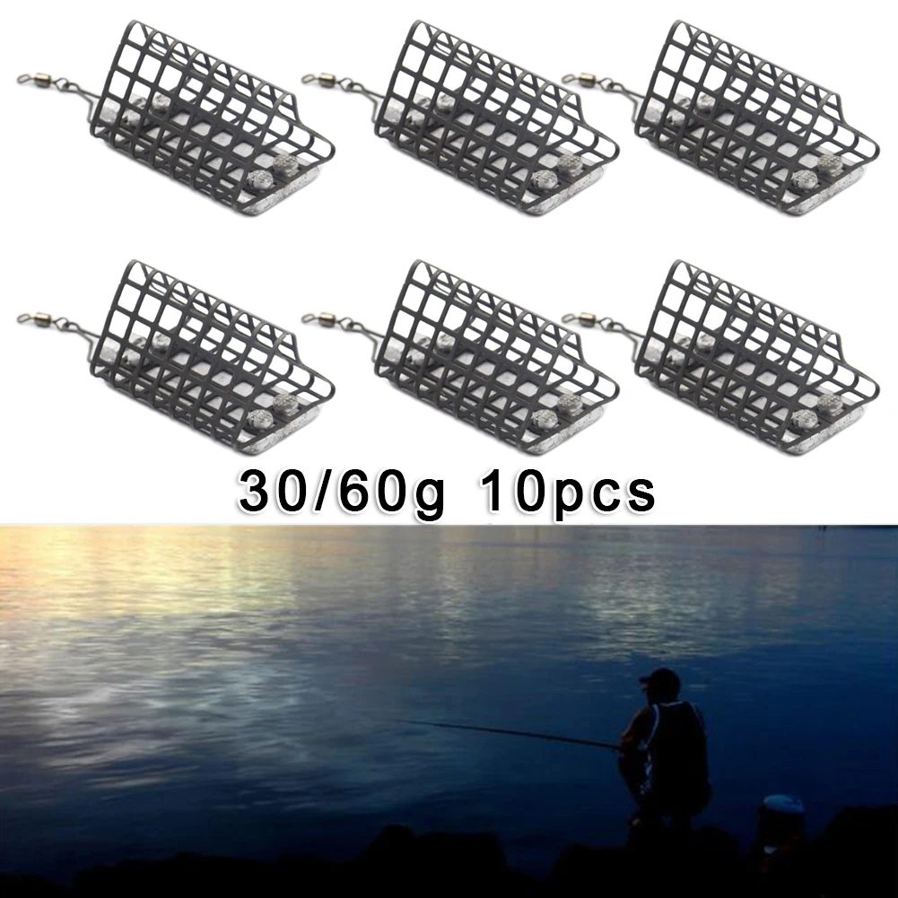 

10pcs Carp Coarse Fishing Feeder Metal Cage Swim Feeders 30/60g Triangle Fishing Connector Lead Sinker Fishing Tackle Feeder