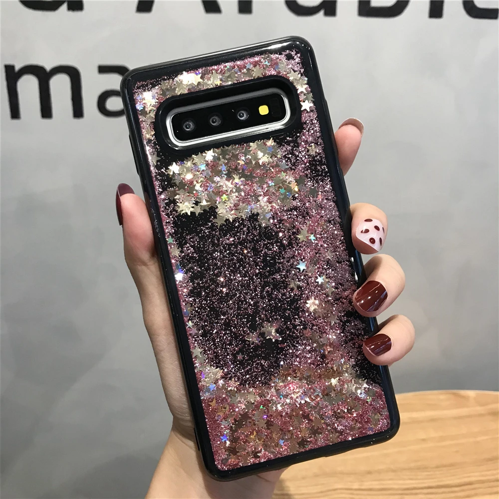 Black TPU Silicone Bumper Dynamic Liquid Quicksand Case For Samsung Galaxy S10 Plus S10E S9 S8 S7 S6 Edge Cover Phone |