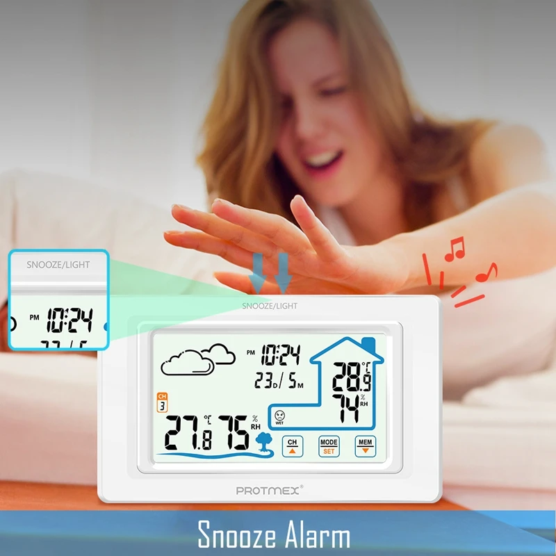 Color Touch Screen Weather Station Sensor Thermometer Hygrometer Wireless Digital Indoor Outdoor Home Forecast Alarm | Инструменты