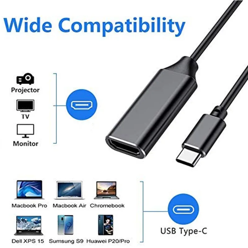 Кабель-переходник с Type C на HDMI Ultra HD 4k USB 3 1 HDTV для MacBook Chromebook Samsung S8 S9 | Электроника