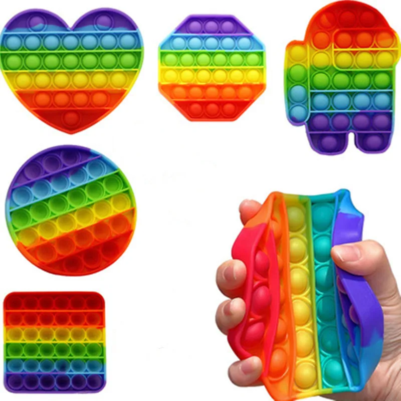 

Fidget Toys Stress Relieve Rainbow Push Pop Bubble Antistress Adult Children Sensory Toy To Relieve Autism Reliever Pop Toys