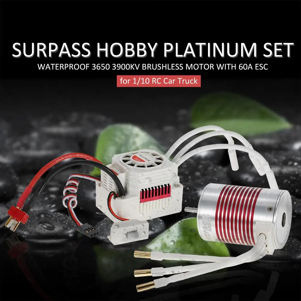 RCtown SURPASS HOBBY Platinum набор Водонепроницаемый 3650 3900kv/4300KV/5200kv бесщеточный мотор с 60A ESC