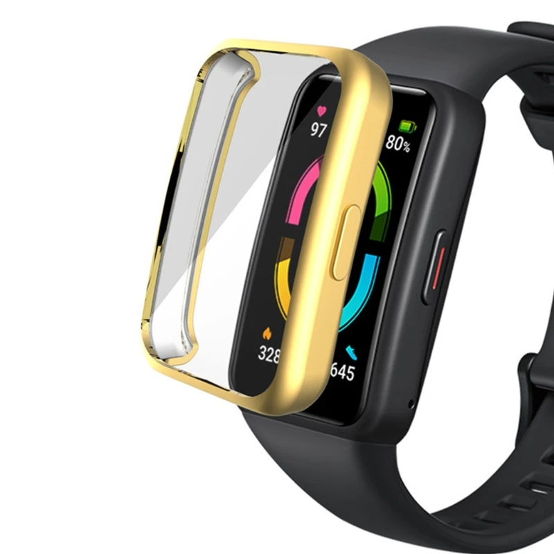 

Electroplating TPU Watch Cover Shell Screen Protector Case for Honor Band 6 Smart Wristband Accessories