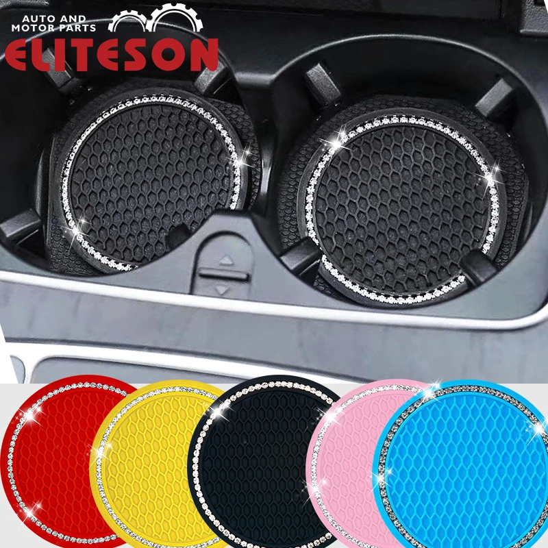 

Eliteson 2PCS Car Cup Mat Anti-slip Water Cup Coaster Diamond Bottle Holder Auto Interior Accessories