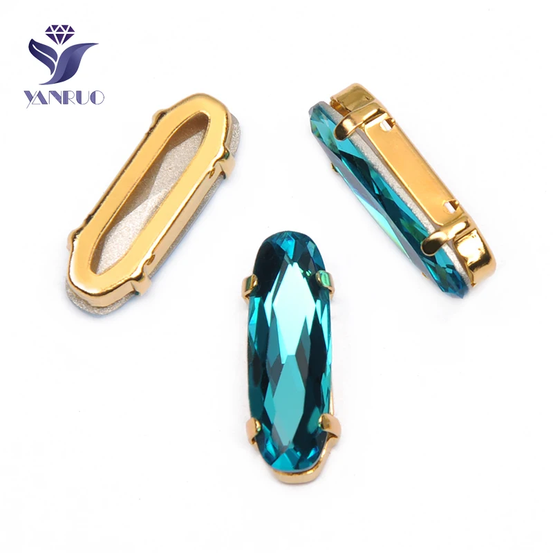 Blue Zircon YANRUO 4161, удлиненные Стразы для багета, хрустальные причудливые камни с когтями, K9 точечные Стразы для рукоделия - Цвет: Blue Zircon