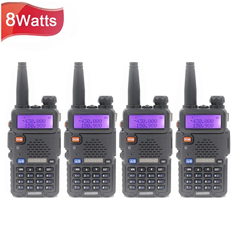 Портативная рация Baofeng UV5R УКВ УВЧ 10 км Вт 1800 мА*ч 128 каналов IP67 4 шт. | Мобильные
